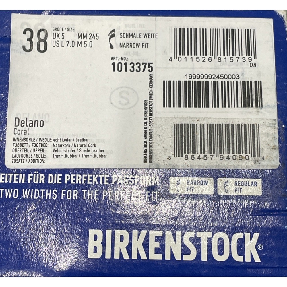 New Birkenstock Delano Coral Suede Sneaker EU 38N US L7 M5 - Picture 6 of 6